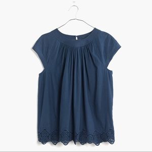 Madewell Eyelet-Hem Stitched Peasant Top